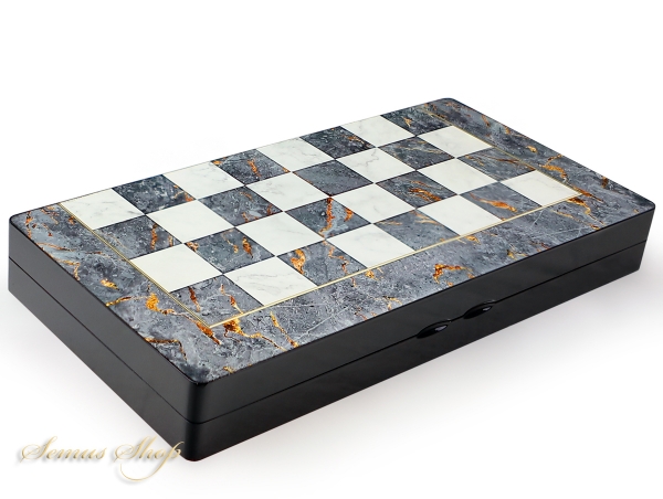 Luxus Backgammon Tavla Marmor Optik XXL